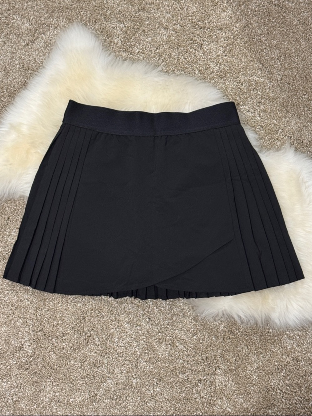 NWOT Kyodan Women’s Black Pleated Wrap Mini Skirt Size S